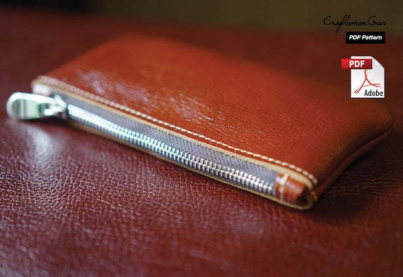 Leather Bag Pattern (PDF Files) Small Zipper Envelope Pattern (with how to guide)