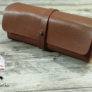 Leather Bag Pattern (PDF Files) Leather Pen/ Eye Glasses Bag (with instruction guide)