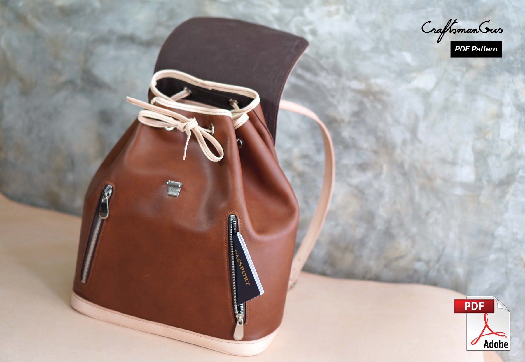 Leather Bag Pattern PDF Files Backpack with How to Guide Etsy