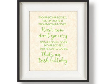 Wall Art for Nursery - Irish Baby - Nursery Wall Art Girl - Baby Nursery Art - Nursery Prints - Pink - Green - 8 x 10 - Irish Lullaby