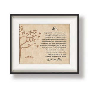 Mothers Day Printable, Mothers Day Gift Print, Thank You Mom Gift, Gift for Mom from Son, Mother Gift from Daughter, Birthday, Gave Me Love