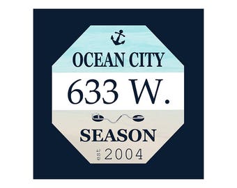 Beach House Gift - Personalized Sign - Shore House Decor - Canvas - Jersey Shore - Sea Isle - Beach House Gift - Seascape - Canvas Address