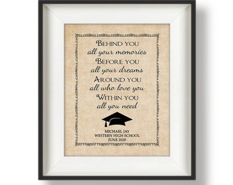 Graduation Print Personalized - Graduation Print for Him - Personalized Graduation Gift -Graduation Poster Personalized-Behind You-Parchment