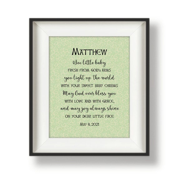 Wall Hangings Prints Irish Baby Gift Personalized Irish Baby Blessing
