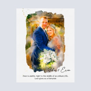 Wedding Gift for Couple Personalized, Watercolor Portrait from Photo, Anniversary Gift for Parents, Photo Gift, Custom Wedding Watercolor