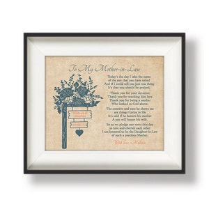 Mother of the Groom Gift from Bride - Mother in Law Wedding Gift - Mother of the Groom Poem - Grooms Mom Gift - Gift for Mother of the Groom