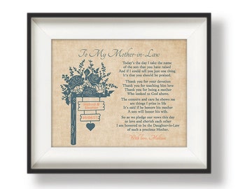 Mother of the Groom Gift from Bride - Mother in Law Wedding Gift - Mother of the Groom Poem - Grooms Mom Gift - Gift for Mother of the Groom