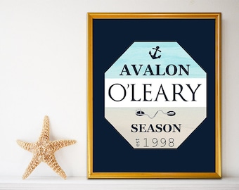 Avalon NJ - Sea Isle City - Ocean City, NJ - Beach Tag Art - Beach Wall Print - Beach Tags - 8 x 10 or 11x14 - Seascape Name Sign