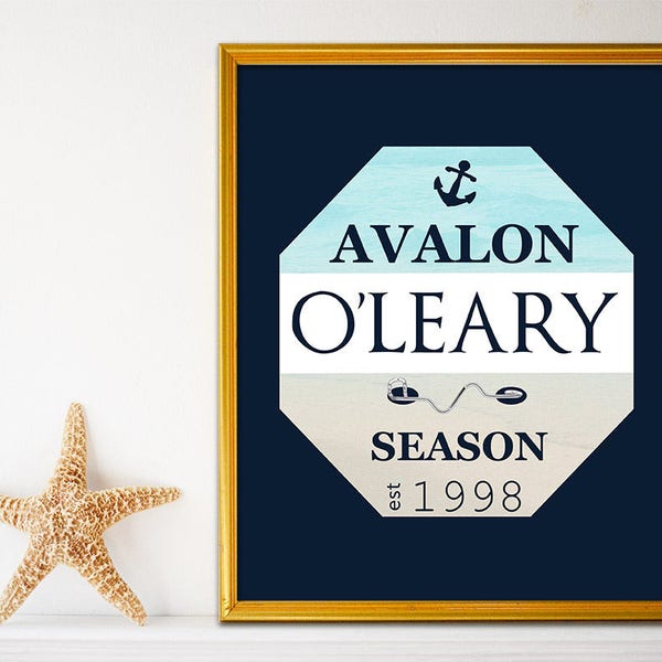 Avalon NJ - Sea Isle City - Ocean City, NJ - Beach Tag Art - Beach Wall Print - Beach Tags - 8 x 10 - Seascape Name Sign