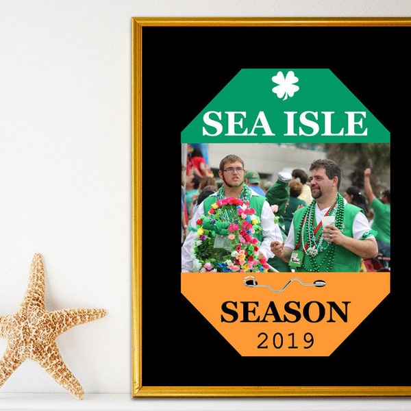 Beach Tag Art - Avalon - Wildwood - Ocean City NJ - Cape May - Jersey Shore - Stone Harbor -  8 x 10 - Any Town Name - Irish Flag Photo Sign