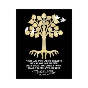 Gift for Parents on Wedding Day, Parent Wedding Gift, Bride Parents Gift, Parents of the Groom Gift, Wedding Tree Art, Personalized