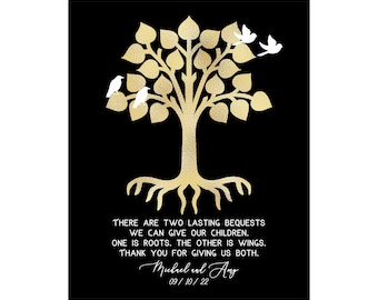 Gift for Parents on Wedding Day, Parent Wedding Gift, Bride Parents Gift, Parents of the Groom Gift, Wedding Tree Art, Personalized