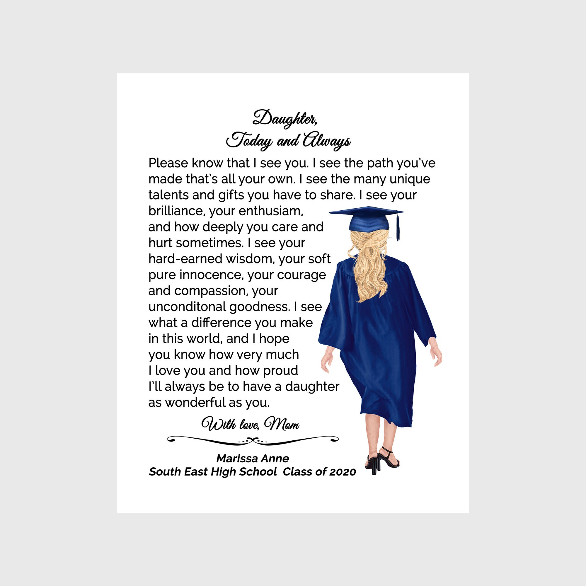 Graduation Gift for Daughter - Daughter Graduation Print - Personalized -  College Graduation Gift - High School - Daughter Today and Always - Etsy