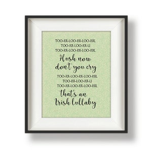 Irish Baptism Gift - Irish Baby Gift - Nursery Wall Art - Baby Nursery Art - Nursery Prints - Irish Lullaby - 8 x 10 - Vintage Clover