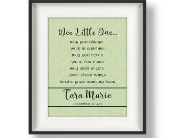 Irish Baby Gifts, Irish Baby Blessing, Personalized Baby Print, Wee Little One, Irish Nursery, Irish Blessing Baptism Gift, New Baby Gift