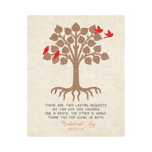 Parent Wedding Gift, Gift for Parents on Wedding Day, Parents of Bride Gift, Wedding Tree Art, Grooms Parents, Personalized