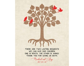 Parent Wedding Gift, Gift for Parents on Wedding Day, Parents of Bride Gift, Wedding Tree Art, Grooms Parents, Personalized