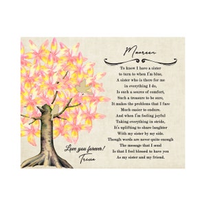 Gift for Sister from Sister, Sister Birthday Gift, Sister Gift, Sister Poem Gift, Gift for Sister Christmas, Poem for Sister, Personalized