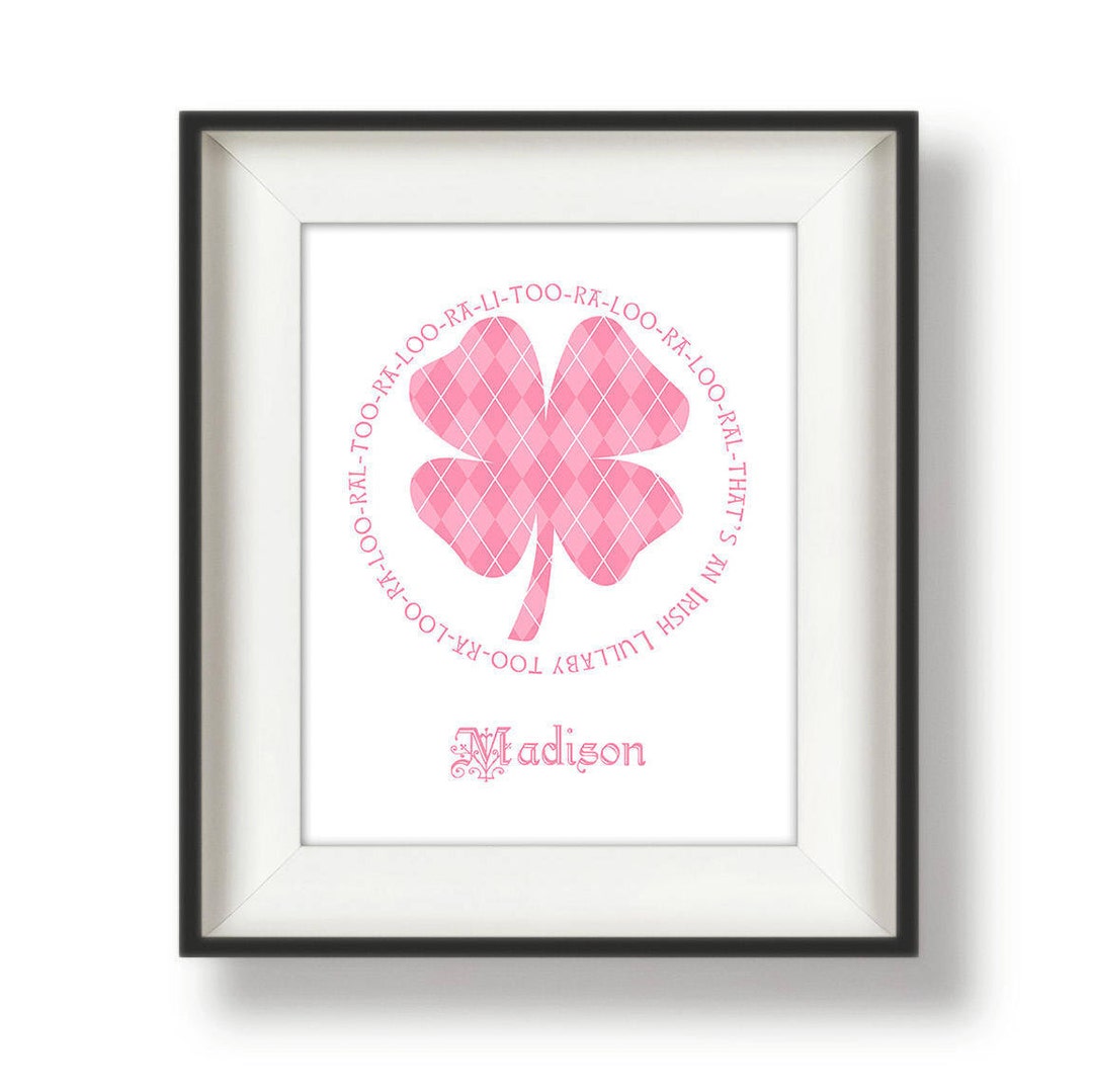 Personalized Irish Nursery Decor Baby Girl Nursery Wall Art Pink Green