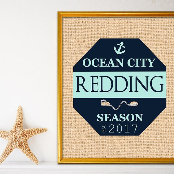 Personalized Beach House Sign - Beach House Gifts - Beach House Decor - Beach Tag - Jersey Shore Art - Navy - Green - 8 x 10 - Name Sign