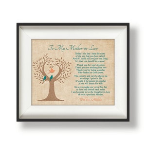 Mother of the Groom Gift from Bride - Mother in Law Wedding Gift - Mother of the Groom Poem - Grooms Mom Gift - Gift for Mother of the Groom