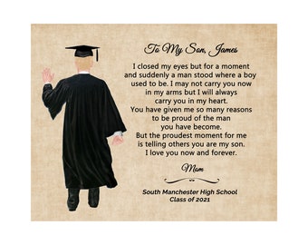 Graduation Gift for Son, Son College Graduation Gift, Personalized Graduation Gift, High School, Gift for Son Graduation, Graduation Poem