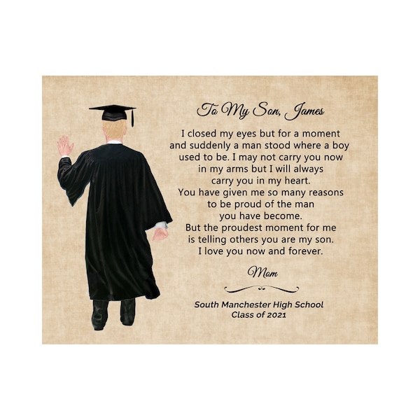 Graduation Gift for Son, Son College Graduation Gift, Personalized Graduation Gift, High School, Gift for Son Graduation, Graduation Poem