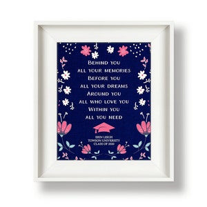 Graduation Print for Her - Personalized Graduation Print - Daughter Graduation Gift - College-Graduation Poem - Behind You All Your Memories