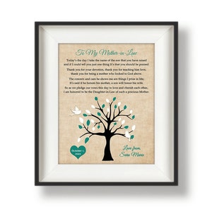 Mother of the Groom Gift from Bride, Mother in Law Wedding Gift, Mother of the Groom Poem, Grooms Mom Gift, Gift for Mother of the Groom