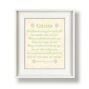 Irish Baptism Blessing - Irish Blessing for Baby - Personalized Nursery Wall Art - Irish Baby Gift - May Flowers Always Line Your Path
