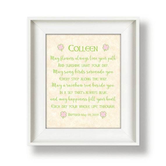 Wall Hangings Prints Irish Baby Gift Personalized Irish Baby Blessing