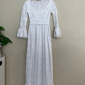 70s Floral Lace Maxi Dress