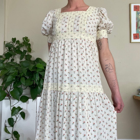 Vintage Handmade Floral Prairie Maxi Dress - image 1