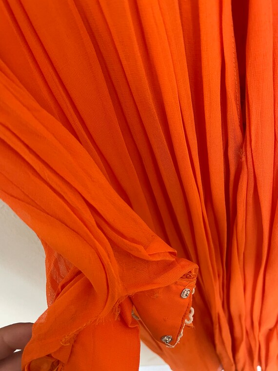 60s Neusteters Long Sleeve Sheer Orange Maxi Dress - image 5