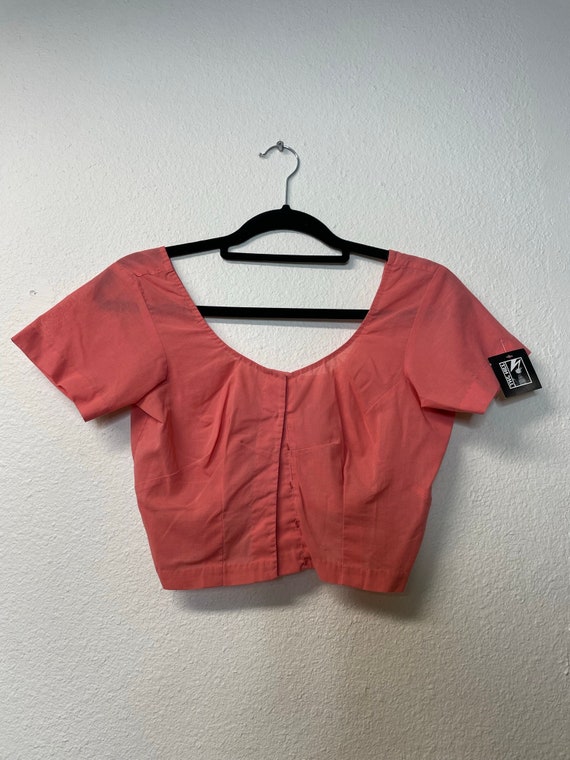 Vintage Handmade Coral Cropped Blouse