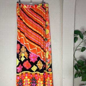 80s Funky Floral Maxi Print Skirt