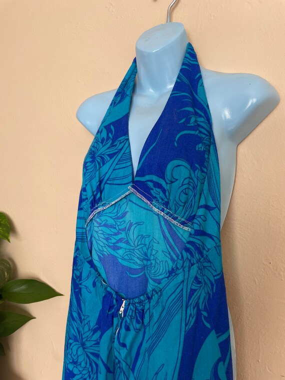 Vintage Hawaiian Floral Halter Maxi Dress - image 3