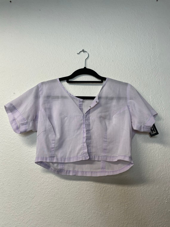 Vintage Handmade Lavender Cropped Blouse - image 2