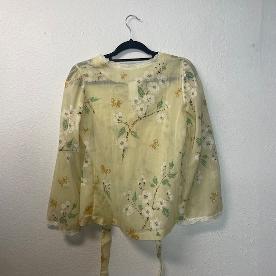 Vintage 60s/70s Butterfly Bell Sleeve Blouse - image 3
