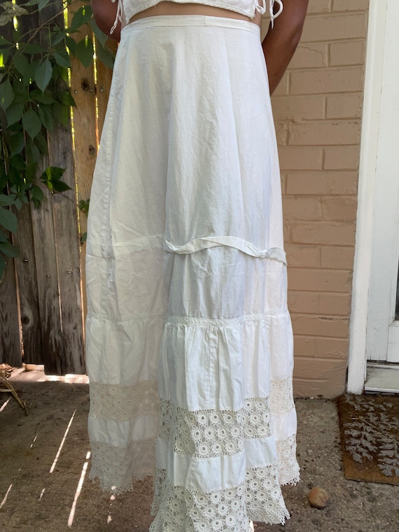 Edwardian Antique Cotton Crochet Lace Skirt - image 1
