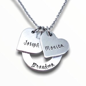 Grandma Necklace, Nana Necklace, Mothers Necklace, Kids Names, Personalized, Hand Stamped, Mother&#39;s Day, Grandkids Necklace, Charm Necklace