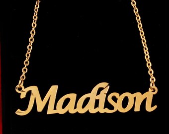 Name Necklace "MADISON" Custom Christmas 18ct Gold Plated Wedding Gifts 