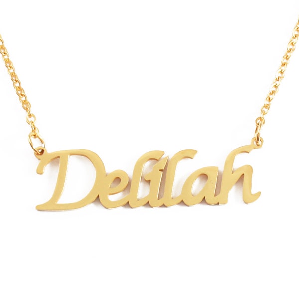 DELILAH - Personalized Name Necklace - 18k Rose Gold/Gold plated/Silver tone - Free Gift Box & Bag - Christmas Gifts For Her