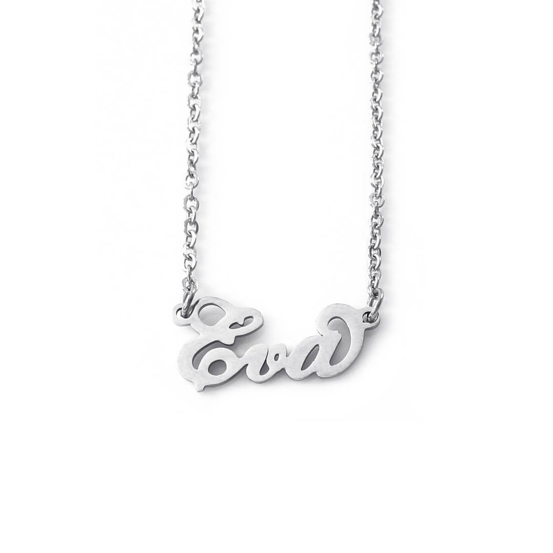 EVA Italic Silver Tone Name Necklace Personalized Jewelery Free Gift ...