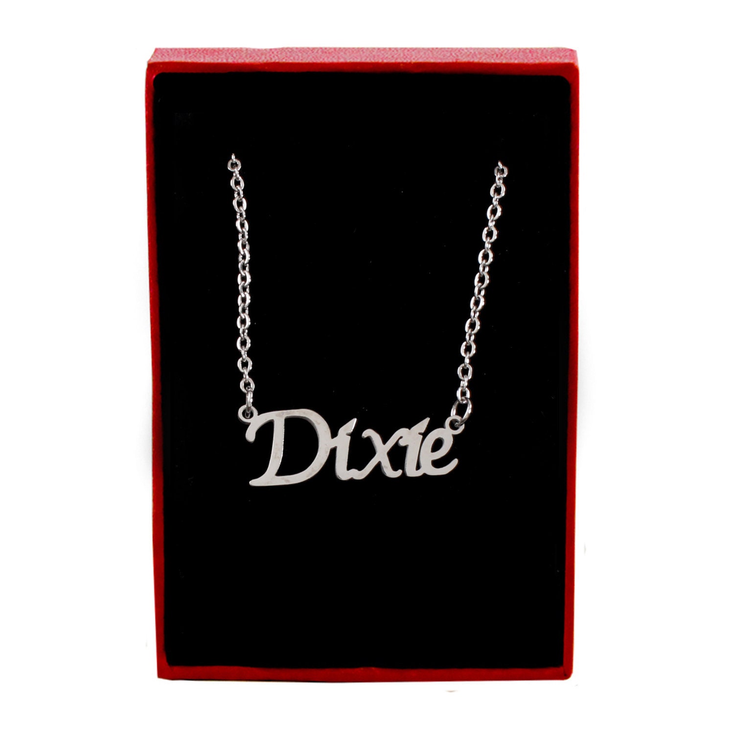 DIXIE Name Necklace Rose Gold/gold/silver Tone Free Gift Etsy UK