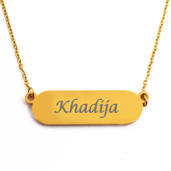Khadija Custom Name Necklace Rose Gold Silver Necklace Engraved