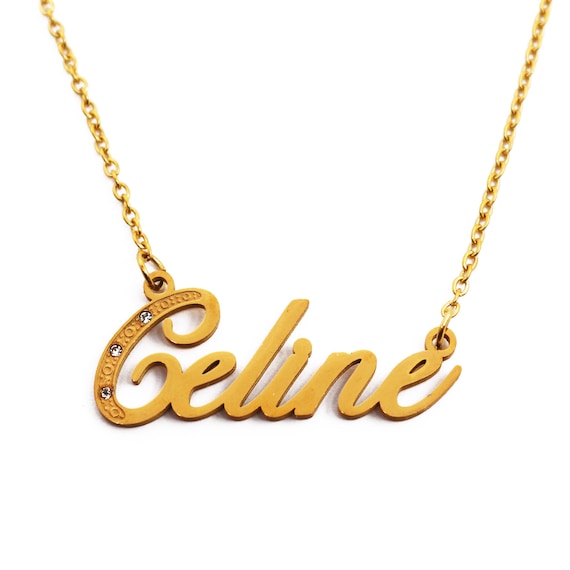 Nominación por supuesto claramente Celine Nombre Collar Itálico Joyería Personalizada Oro - Etsy España