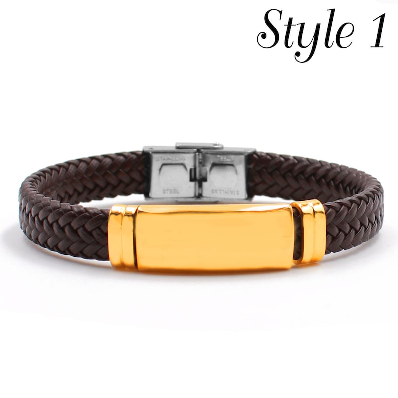 Josh Leather Braided Personalized Mens Bracelets Any Name Engravable