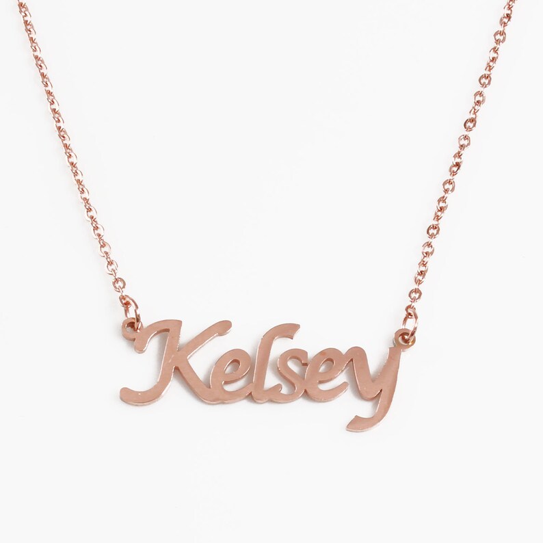 Name Necklace Kelseyrose Gold Platedgift Box Personalized Etsy
