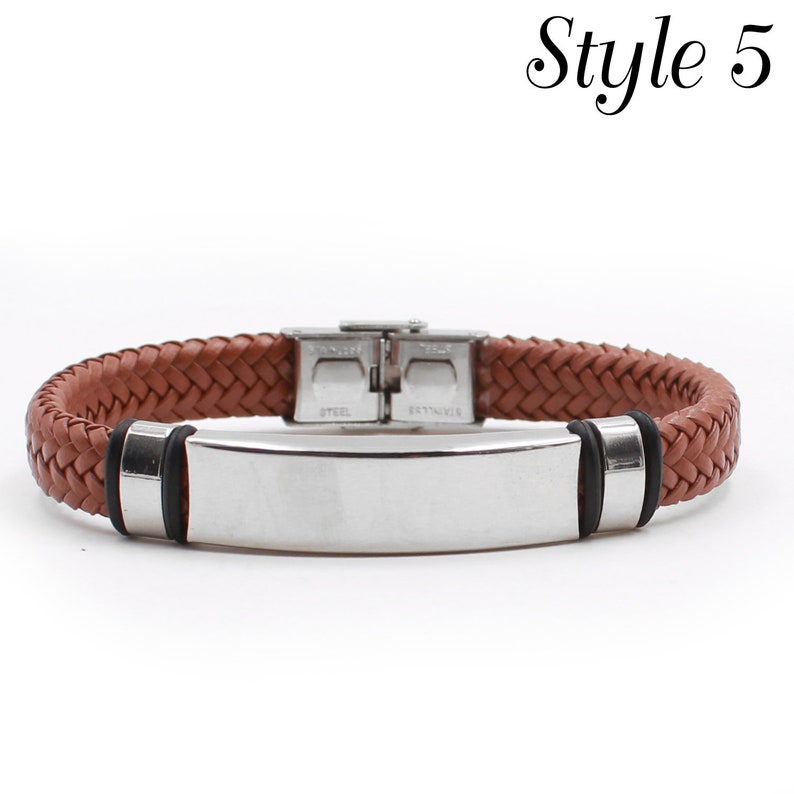 Josh Leather Braided Personalized Mens Bracelets Any Name Engravable